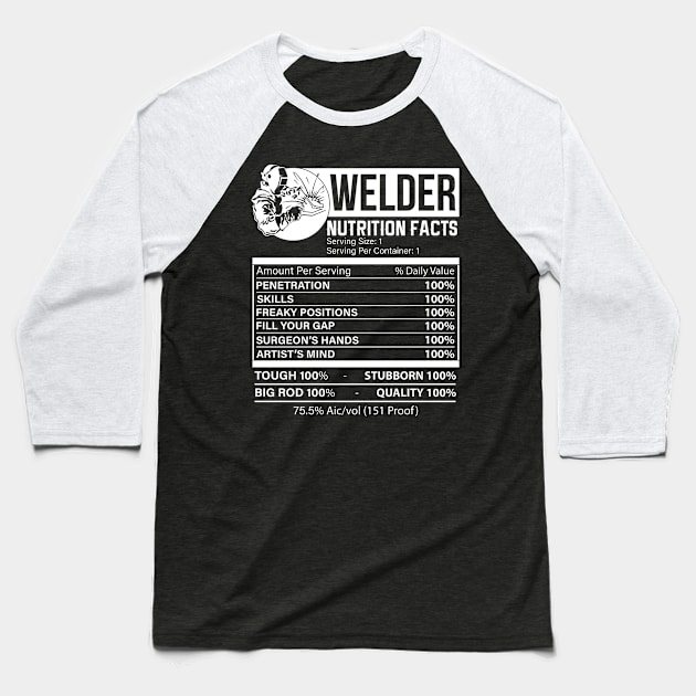 Welder Nutrition Facts Baseball T-Shirt by paola.illustrations